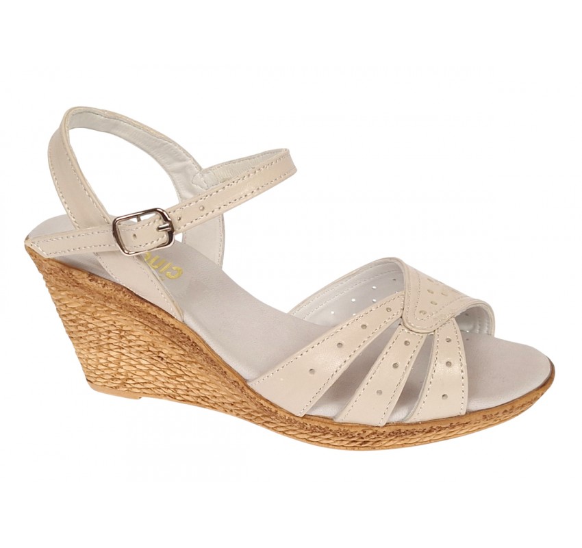 Sandale dama din piele naturala bej box - S5BEJ