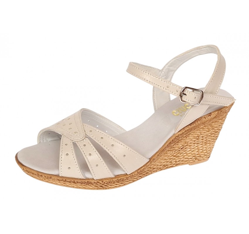 Sandale dama din piele naturala bej box - S5BEJ
