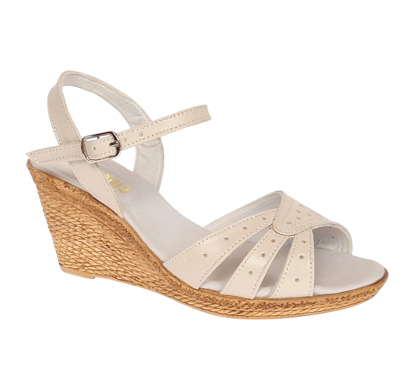 Sandale dama din piele naturala bej box - S5BEJ