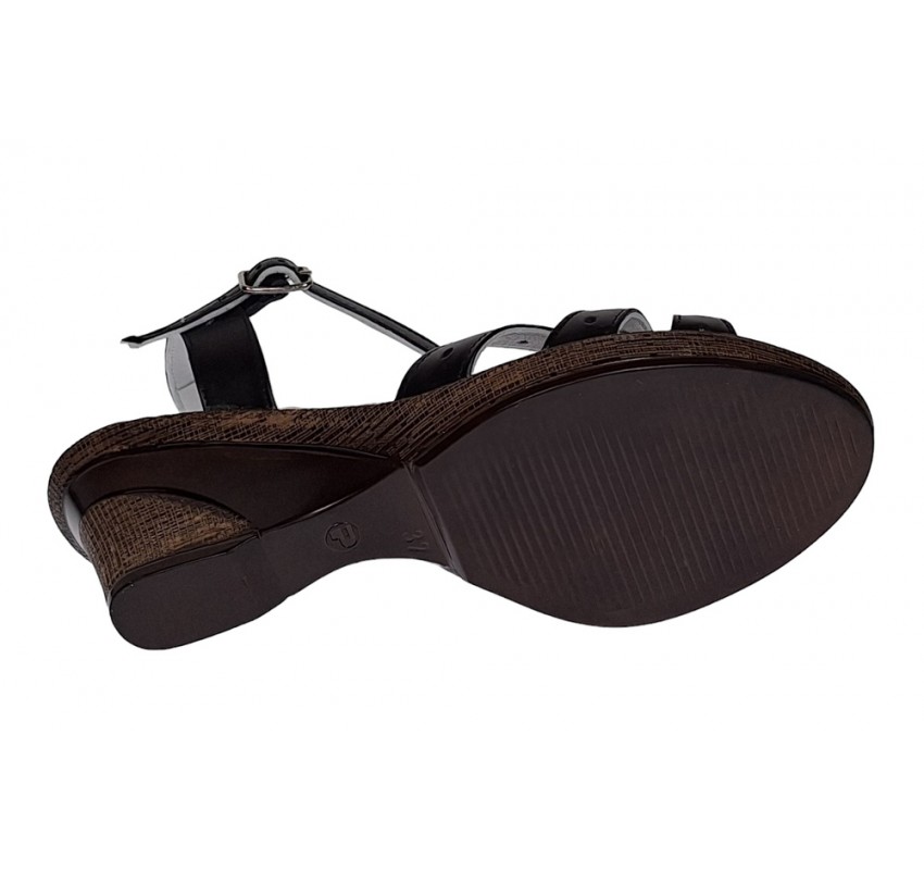 Sandale dama negre din piele naturala cu platforme de 6 cm S5N Sandale dama negre din piele naturala cu platforme de 6 cm S5N