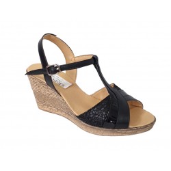 Sandale dama din piele naturala cu platforme de 7 cm - Model negru S61NCOL