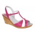 Sandale dama din piele naturala Roz cu Alb - Model cu toc de 7cm S61ROZ