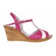 Sandale dama din piele naturala Roz cu Alb - Model cu toc de 7cm S61ROZ