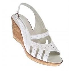 Sandale dama de vara cu platforme de 7 cm, din piele naturala, alba, S64ALBBOX