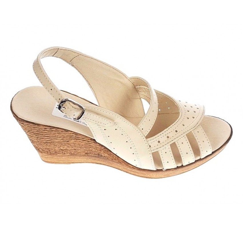 Sandale dama de vara cu platforme de 7 cm, din piele naturala, bej, S64BEJBOX Sandale dama de vara cu platforme de 7 cm, din piele naturala, bej, S64BEJBOX