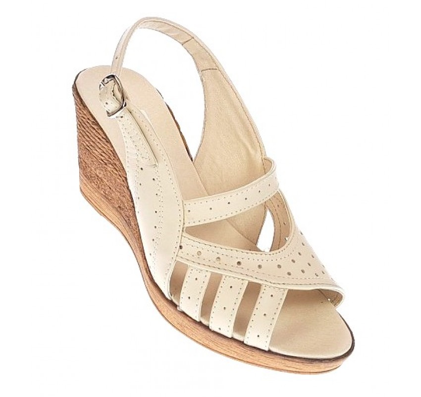 Sandale dama de vara cu platforme de 7 cm, din piele naturala, bej, S64BEJBOX Sandale dama de vara cu platforme de 7 cm, din piele naturala, bej, S64BEJBOX