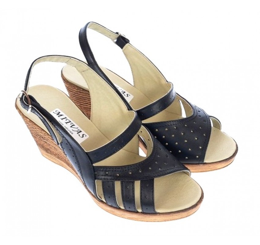 Sandale dama de vara cu platforme de 7 cm, din piele naturala, neagra, S64NBOX Sandale dama de vara cu platforme de 7 cm, din piele naturala, neagra, S64NBOX
