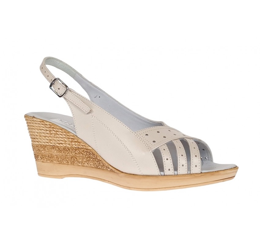 Sandale dama din piele naturala cu platforme de 7 cm Bej S66BEJ