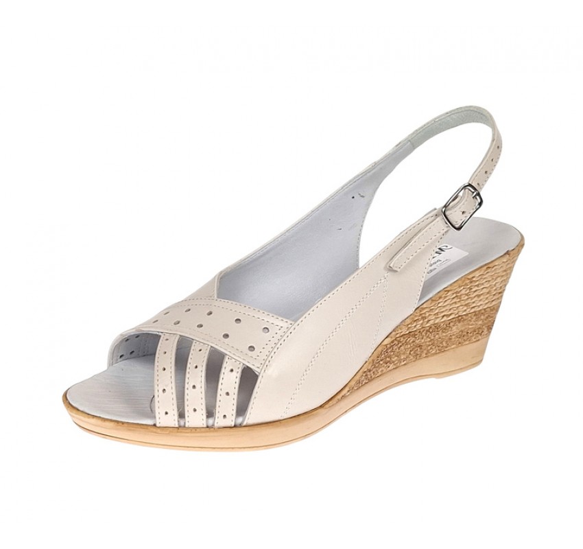 Sandale dama din piele naturala cu platforme de 7 cm Bej S66BEJ