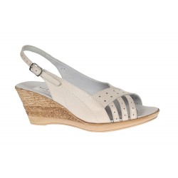 Sandale dama din piele naturala cu platforme de 7 cm Bej S66BEJ