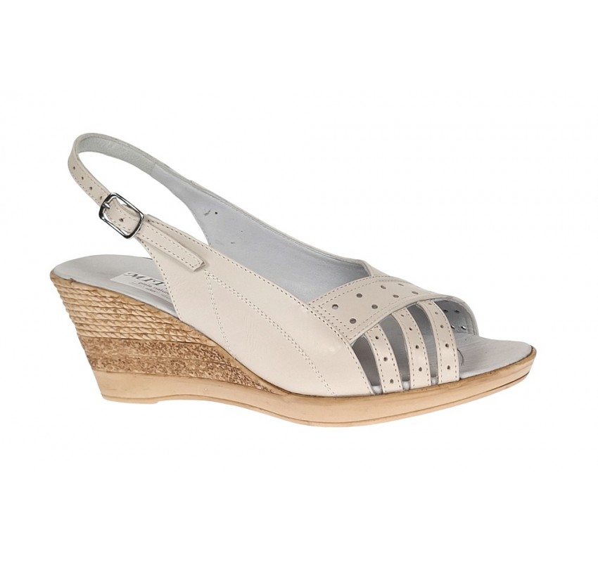 Sandale dama din piele naturala cu platforme de 7 cm Bej S66BEJ