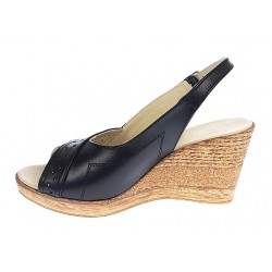 Sandale dama de vara cu platforme de 7 cm, din piele naturala, Negru S66NBOX