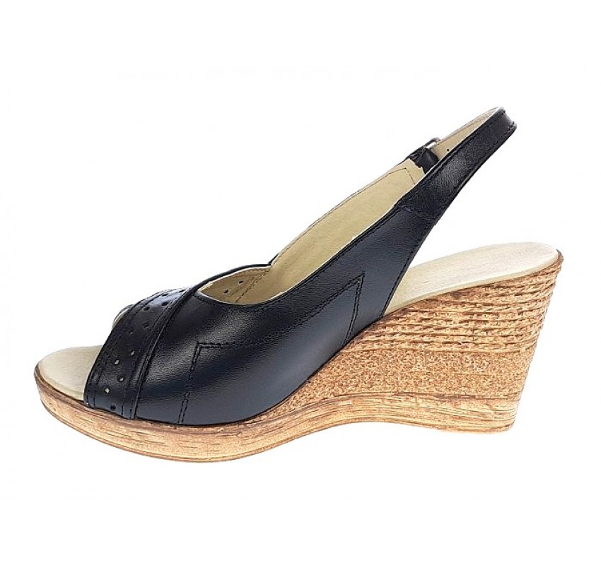Sandale dama de vara cu platforme de 7 cm, din piele naturala, Negru S66NBOX Sandale dama de vara cu platforme de 7 cm, din piele naturala, Negru S66NBOX