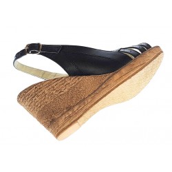 Sandale dama de vara cu platforme de 7 cm, din piele naturala, Negru S66NBOX