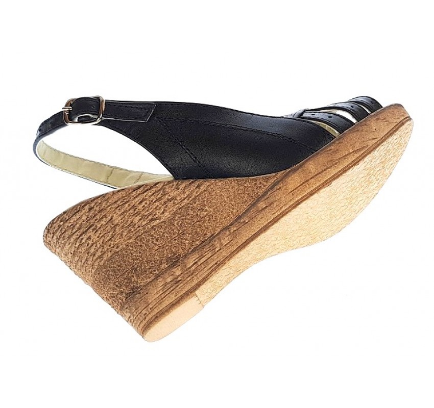 Sandale dama de vara cu platforme de 7 cm, din piele naturala, Negru S66NBOX Sandale dama de vara cu platforme de 7 cm, din piele naturala, Negru S66NBOX