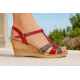 Sandale dama rosii din piele naturala lacuita, detalii florale, talpa tip pana – feminine, expresive S68XLR
