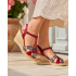 Sandale dama rosii din piele naturala lacuita, detalii florale, talpa tip pana – feminine, expresive S68XLR
