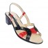 Sandale dama, din piele naturala lacuita, negru - rosu, S6NR