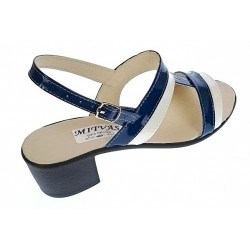 Sandale dama din piele naturala, alb bleumarin lac - S7ABL