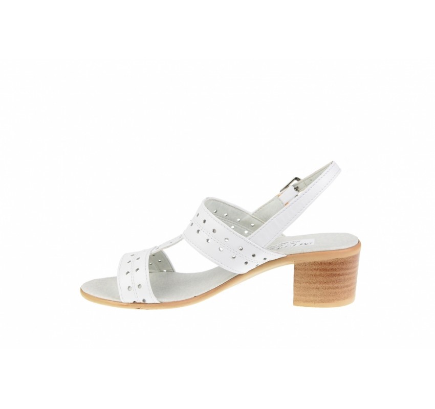 Sandale dama albe, din piele naturala box, foarte comode S7ABOX