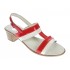 Sandale dama din piele naturala, lac, combinatie de culori, Rosu, Alb, toc de 5cm - S7AR