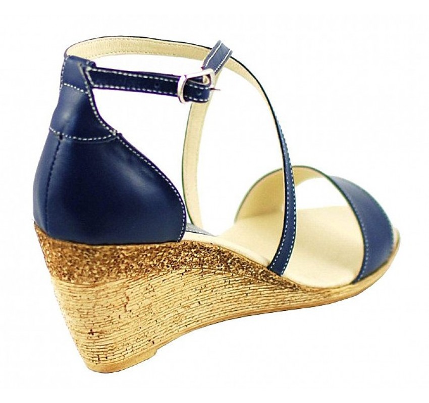 Marimea 36 Sandale dama din piele naturala bleumarin - S7BLU