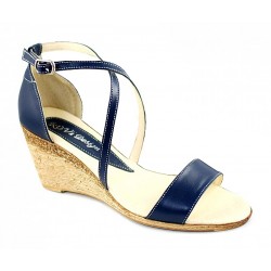 Marimea 36 Sandale dama din piele naturala bleumarin - S7BLU