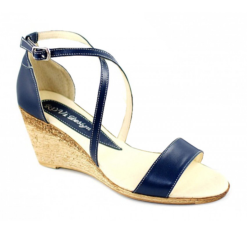 Marimea 36 Sandale dama din piele naturala bleumarin - S7BLU