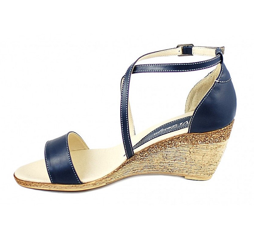 Marimea 36 Sandale dama din piele naturala bleumarin - S7BLU