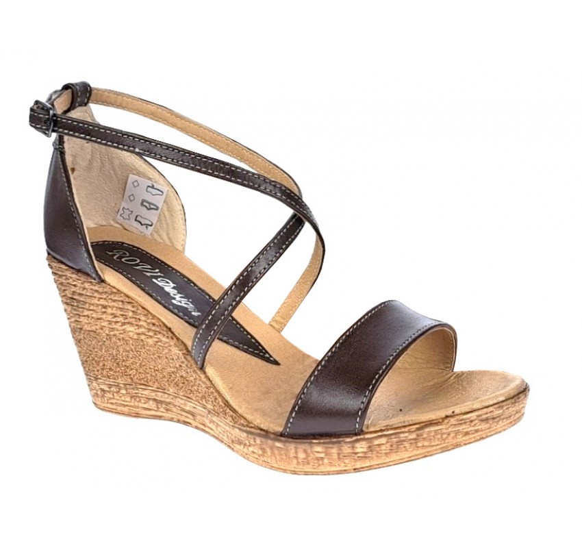Marimea 38 Sandale dama din piele naturala maro - Made in Romania S7MARO