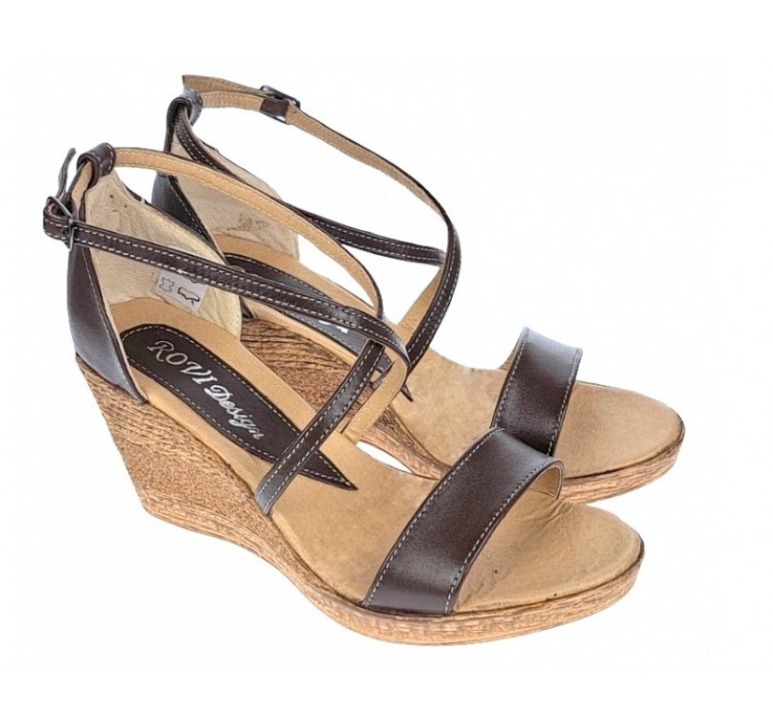 Marimea 38 Sandale dama din piele naturala maro - Made in Romania S7MARO