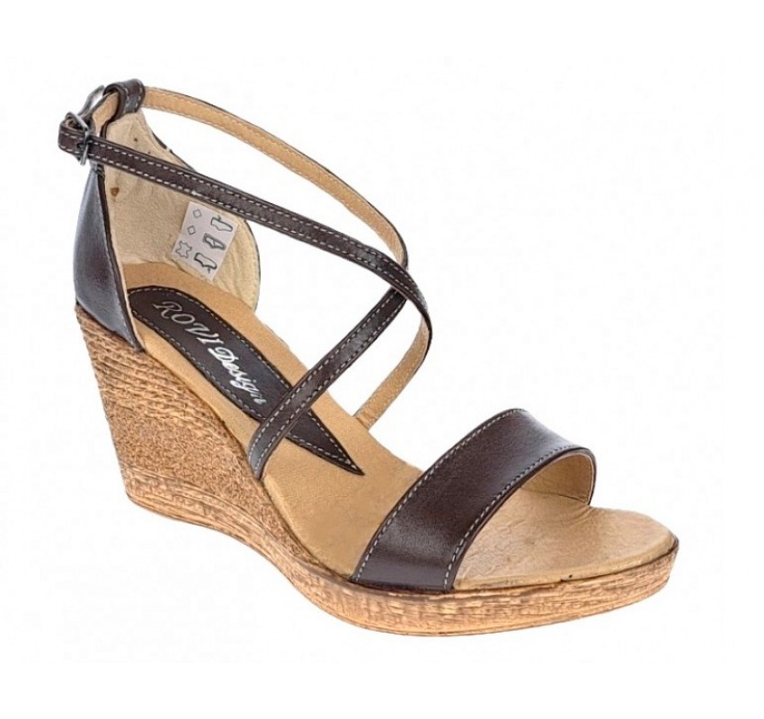 Marimea 38 Sandale dama din piele naturala maro - Made in Romania S7MARO