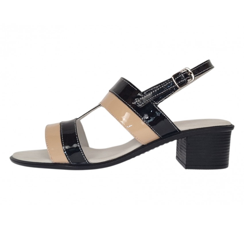 Sandale dama din piele naturala Negru Nud - S7NNUDTPN