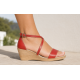 Sandale dama rosii din piele naturala, barete incrucisate, talpa tip pana – feminine si luminoase S7RBOX