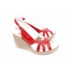 Sandale dama, din piele naturala cu platforma de 8 cm, culoare rosu - S88ROSU
