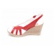Sandale dama, din piele naturala cu platforma de 8 cm, culoare rosu - S88ROSU