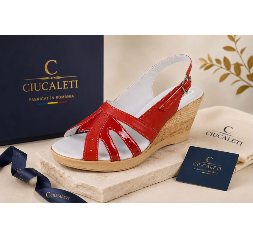 Sandale dama rosii din piele naturala box cu lac, cu talpa tip pana – feminine, pline de energie S89LR