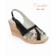 Sandale dama din piele naturala neagra cu bej - talpa tip pana si bareta reglabila S89NB
