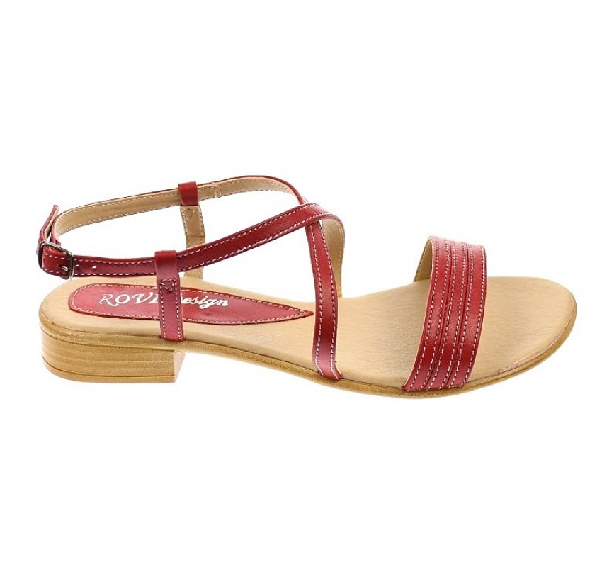 Sandale dama casual din piele naturala Rosu S8R