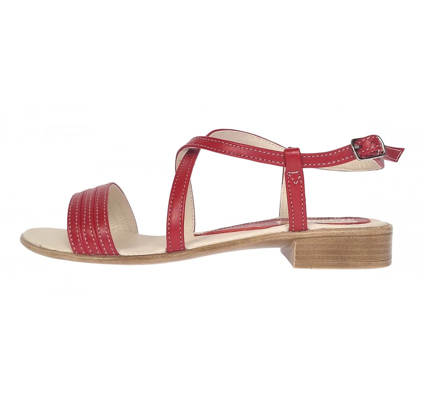 Sandale dama casual din piele naturala Rosu S8R