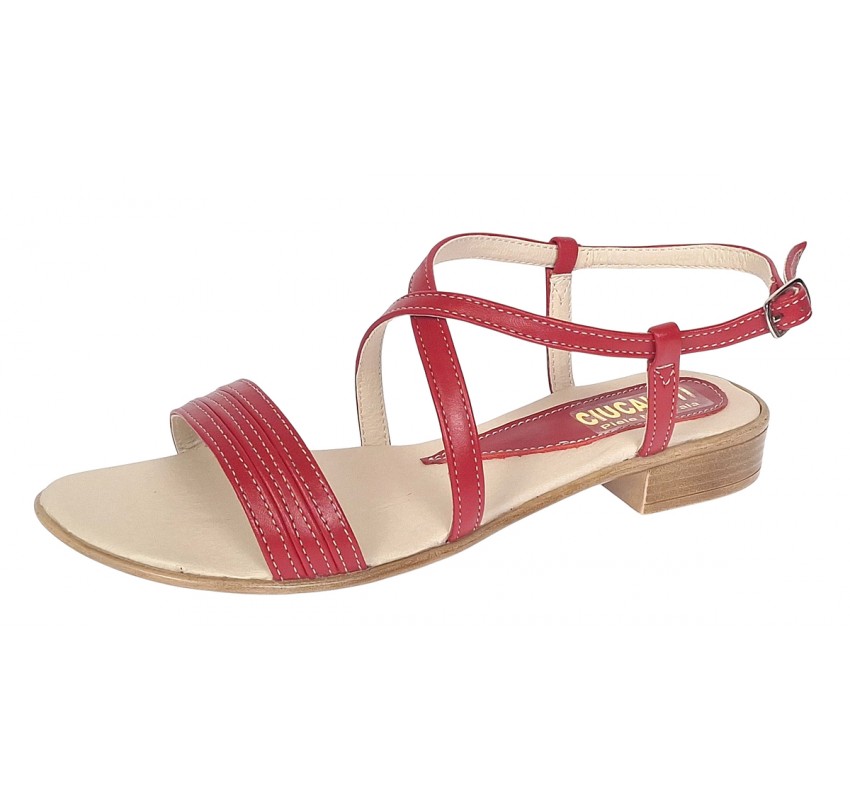 Sandale dama casual din piele naturala Rosu S8R