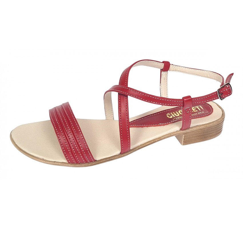 Sandale dama casual din piele naturala Rosu S8R