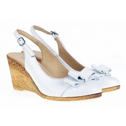 Pantofi dama albi din piele naturala - Model cu platforme de 7 cm SALBTEA