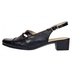 Sandale dama negre din piele naturala cu toc de 4cm SB3N