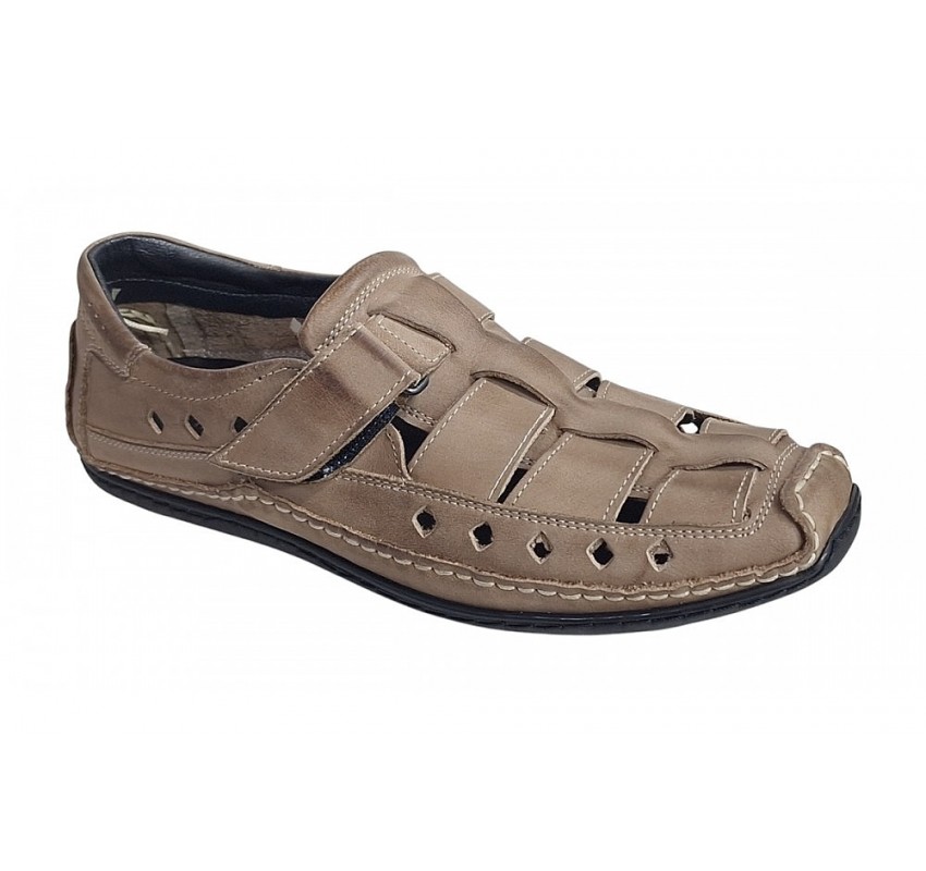 Sandale barbati casual din piele naturala Ultra Confort Nisip SCV1SP