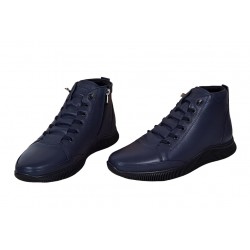 Ghete barbati din piele naturala cu fermoar, bleumarin model imblanit casual sport Ghete barbati din piele naturala cu fermoar, bleumarin model imblanit casual sport