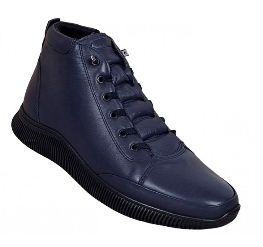 Ghete barbati din piele naturala cu fermoar, bleumarin model imblanit casual sport Ghete barbati din piele naturala cu fermoar, bleumarin model imblanit casual sport