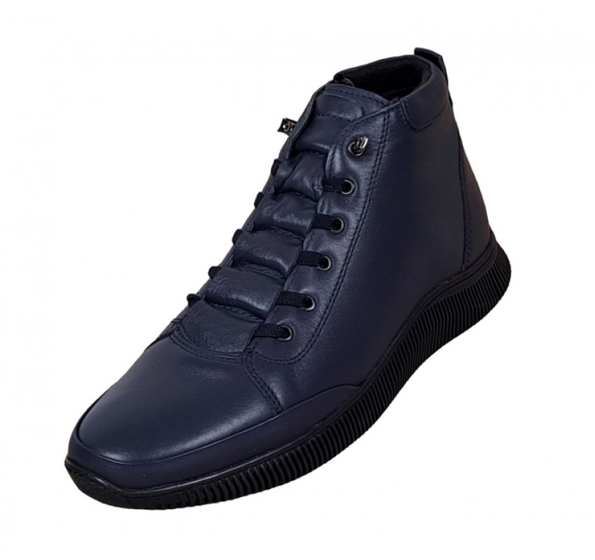 Ghete barbati din piele naturala cu fermoar, bleumarin model imblanit casual sport Ghete barbati din piele naturala cu fermoar, bleumarin model imblanit casual sport