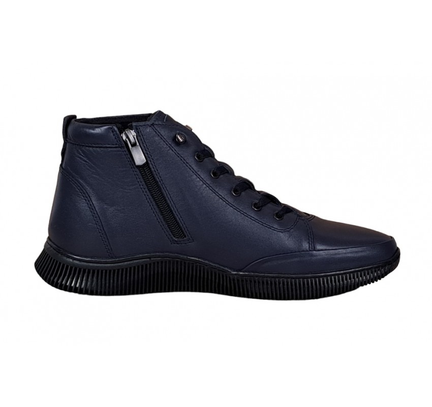 Ghete barbati din piele naturala cu fermoar, bleumarin model imblanit casual sport Ghete barbati din piele naturala cu fermoar, bleumarin model imblanit casual sport