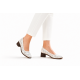Pantofi dama albi din piele naturala cu perforatii elegante si toc comod maro SCV357A